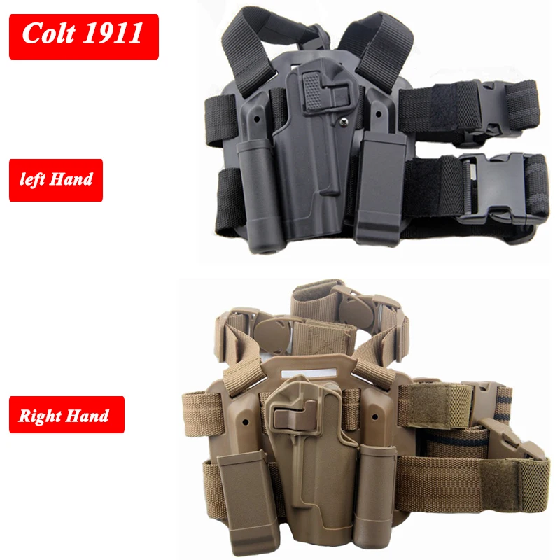 

Left / Right Hand Tactical Gun Carry Case Colt 1911 Leg Holster Military Airsoft Gun Pouch Hunting Gear Thigh Holster