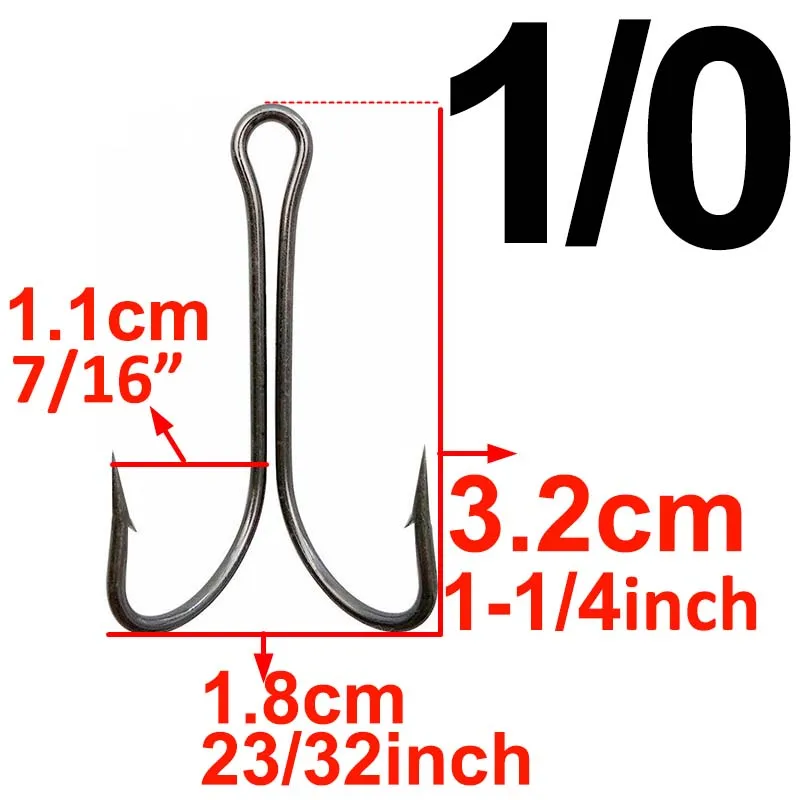 500 шт. двойной рыболовный крючок мушек Duple крюк для Джиг Бас рыболовного крючка Размеры детей 1 года, 2, 4, 6, 8, 1/0 2/0 3/0 4/0 5/0 6/0 7/0 - Цвет: 1l0