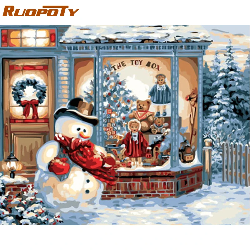 

RUOPOTY Frame Christmas Snow Diy Painting By Numbers Calligraphy Painting Wall Art Picture Acrylic Paint On Canvas Unique Gift