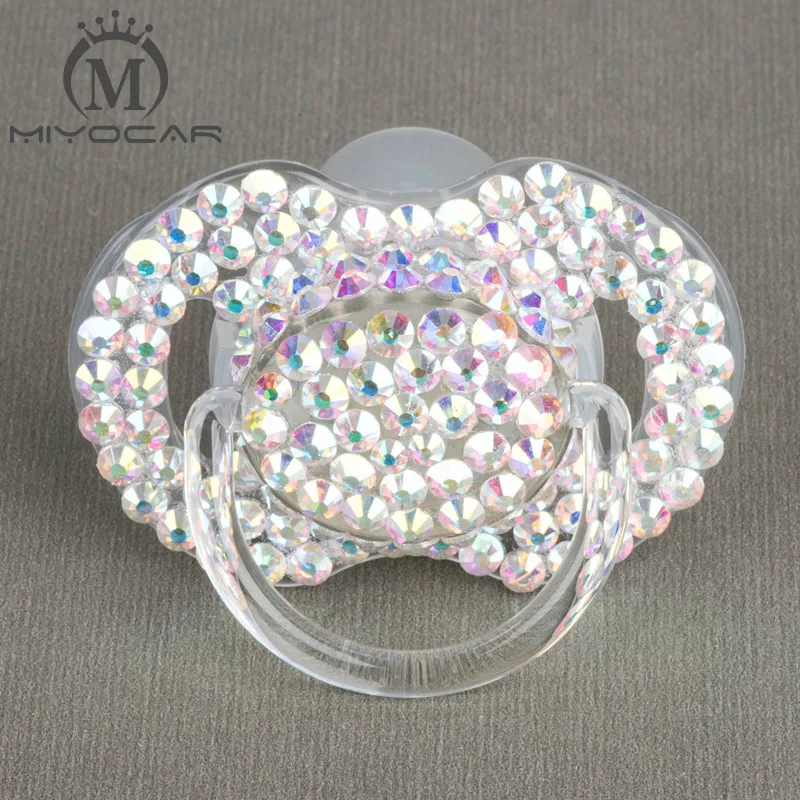 MIYOCAR Special price 4 color shining bling crystal rhinestone Baby Pacifier/ Nipples /Dummy /cocka /chupeta &pacifier clips