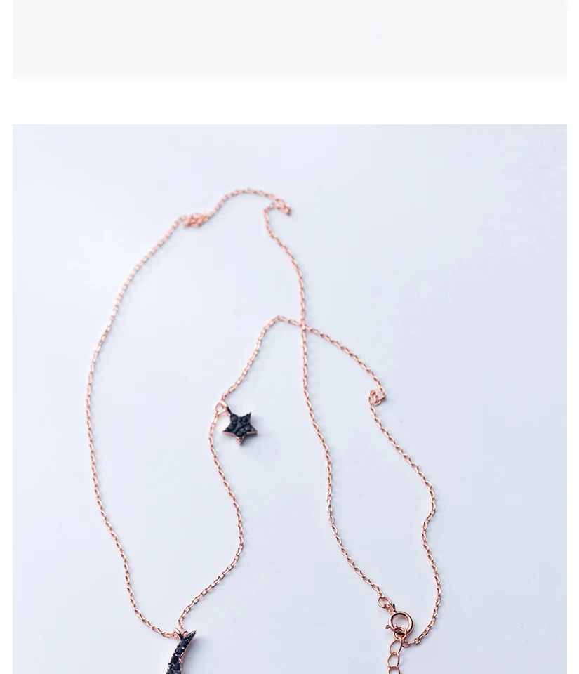 New Minimalist Jewelry Women's Fashion 925 Sterling Silver Moon Star Pendant Chokers Necklace Girl Lady Collier Argent 925 Vrai (9)