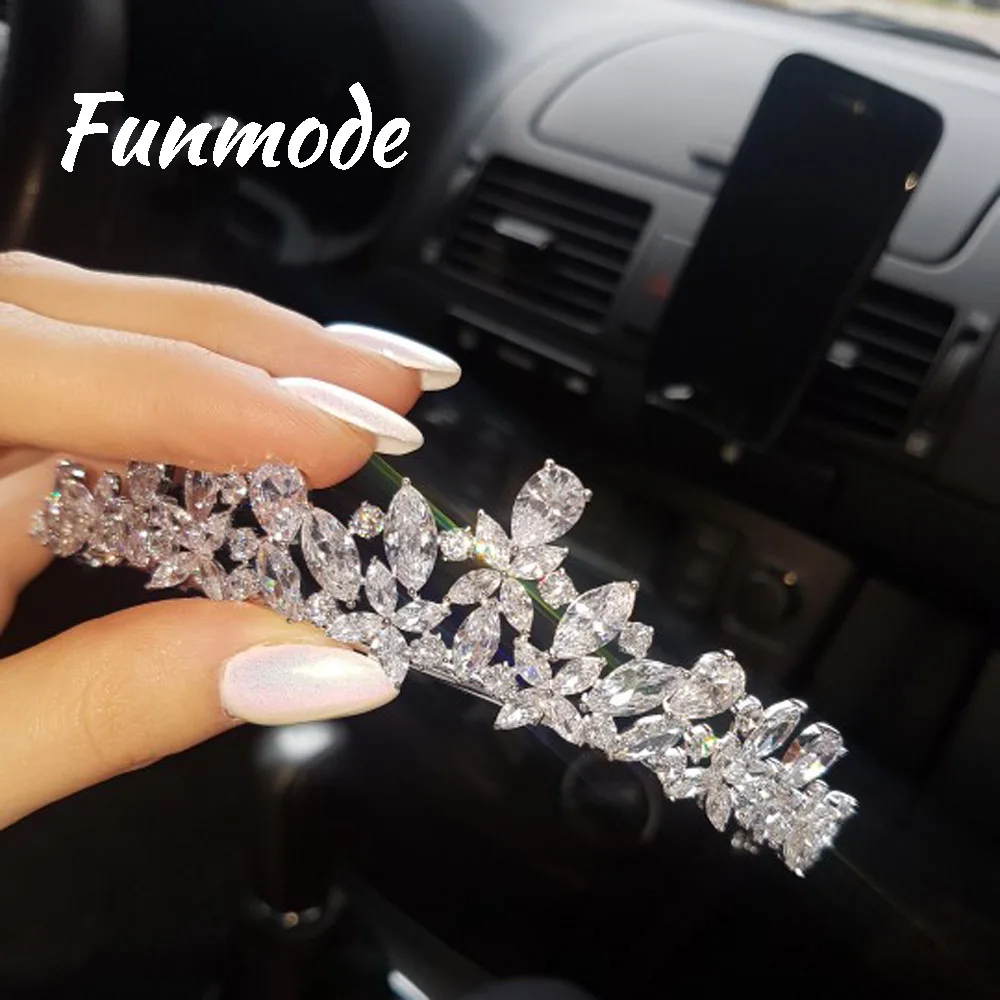 

Funmode New Arrival Fashion Jewelry AAA Cubic Zirconia Pave Women Tiaras Hair Accessories Beauty Bride Wedding Crown F001C