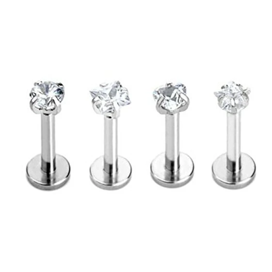 

4pcs Steel 316L Zirconium Cartilage Tragus Lips Earring Piercing Earring 16g