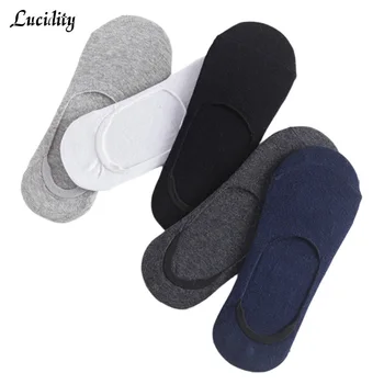 

Cotton Pure Color Male Summer Socks Wild Breathable Silicone Non-slip Socks Invisible Man 5Pairs/lot =10pieces