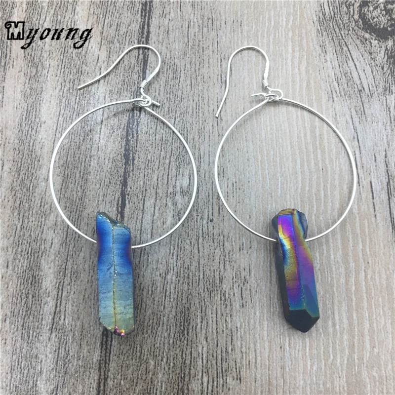 

Fashion Crystal titanium Spike beautiful female BOHO style Dangle Drop earrings MY1425