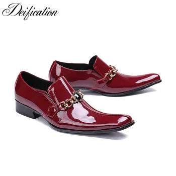 

Deification Red Wine Formal Derby Man Dress Shoes Square Toe Male Business Formal Shoes Elegant Luxury Men Wedding Party Shoes