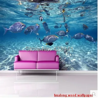 

customized large 3d mural art wall home decor living room bedroom Children's baby undersea world fish wall stickers wallpaper