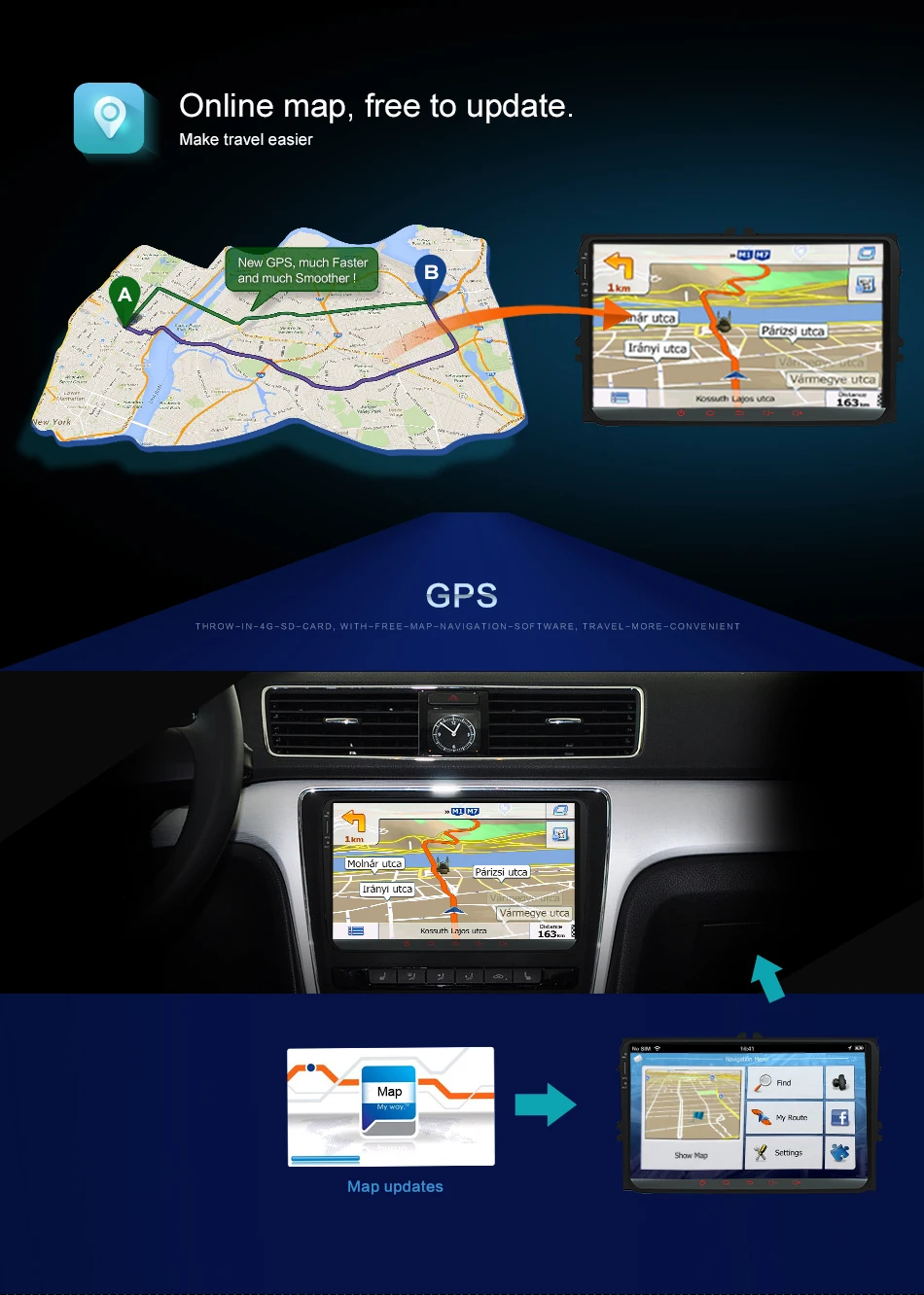 Excellent Android 7.1 car radio gps navigation Wifi+Bluetooth+Radio autoradio 2 din for Volkswagen GOLF 4 5 6 POLO PASSAT TIGUAN 16