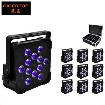 

10IN1 Flightcase Pack 12x18W RGBWA UV Led Par Lighting 220W 6/10Dmx Channel Par Light High Quality Led Stage Light LCD Display