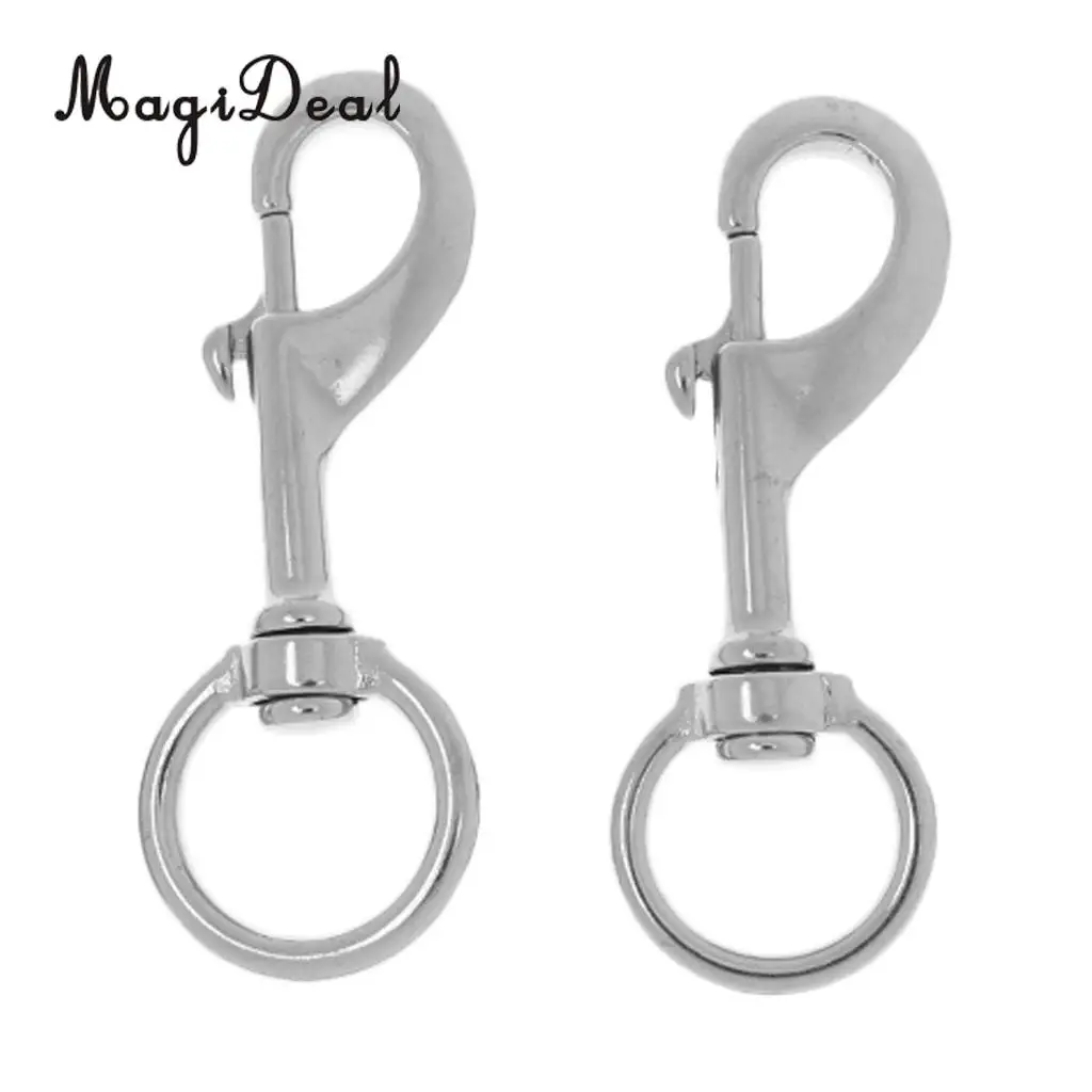 2 Pieces 316 Stainless Steel Scuba Diving Swivel Eye Bolt Snap Hook Buckle Spring Loaded Clip