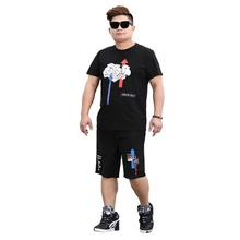 Creative arrow printing fashion casual t shirt and shorts suit two pieces Summer New quality cotton mens short sets 3XL-8XL