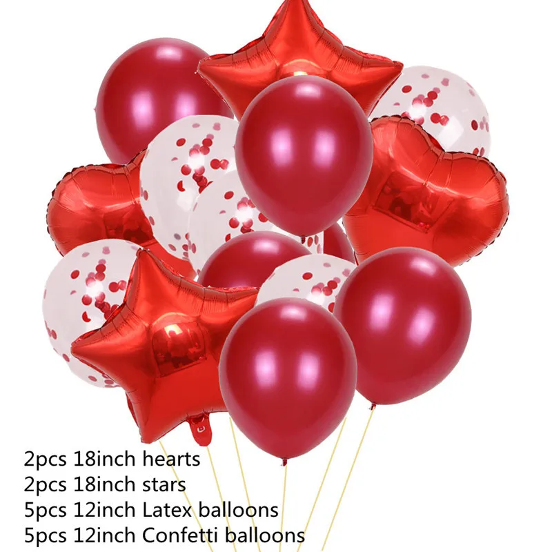 14 шт. 12 дюймов 18 дюймов мульти воздушные конфетти шары с днем рождения Гелиевый шар Свадебный фестиваль балон вечерние украшения принадлежности - Цвет: Balloon-14Pcs-Red