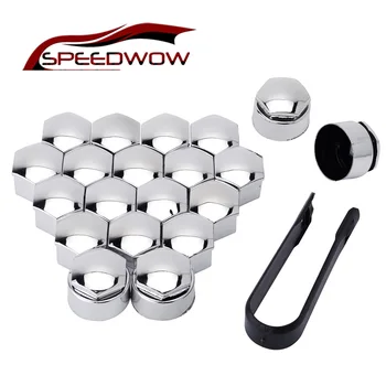 

SPEEDWOW Car Wheel Auto Hub Screw Cover Wheel Nut Bolt Cover Cap With 16 Pcs Nut Caps 4pcs Locking CapsFor Volkswagen Audi Silve