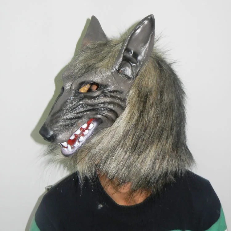 

Halloween Grey Wolf Head Mask Animal Latex Masks of Fear Christmas Wholesale Promotional Props Bar