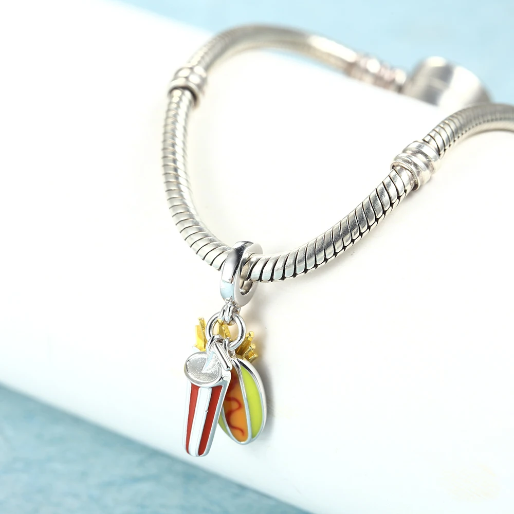 RainMarch Fits Pandora Charms Bracelet Original 925 Silver Beads French Fries Cola Bread Pendant Women Jewelry Making Wholesale (2)
