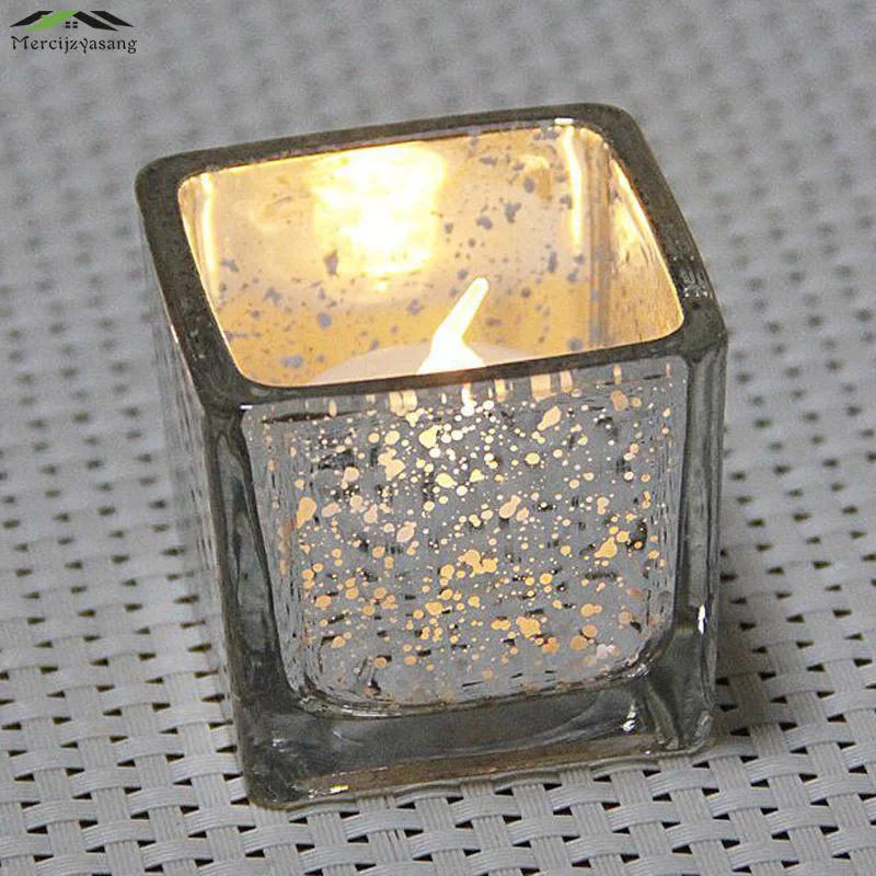 

Glass Electroplated Votive Candlestick European Style Candle Holders for Wedding Dinner Birthday Decoration Candelabra GZT010