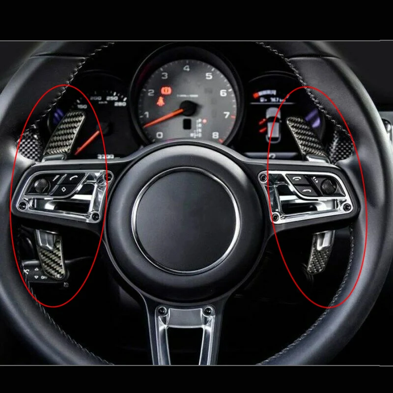 Pcmos Новый карбоновый Автомобильный руль накладка Paddle Shifter для Porsche Macan 2014-2019 Интерьер Аксессуары для формовки 2 шт