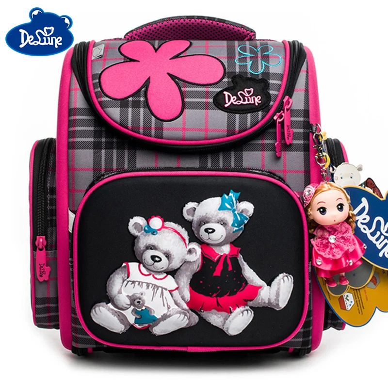 

Delune 3D Bear Pattern School Bags For Girls Boys Cartoon Backpacks Children Orthopedic Backpack Primary mochila infantil grade3