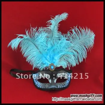 

2016 Free Shipping Plastic Venetian Mask Light blue black glitter Wholesale Carnival Mask