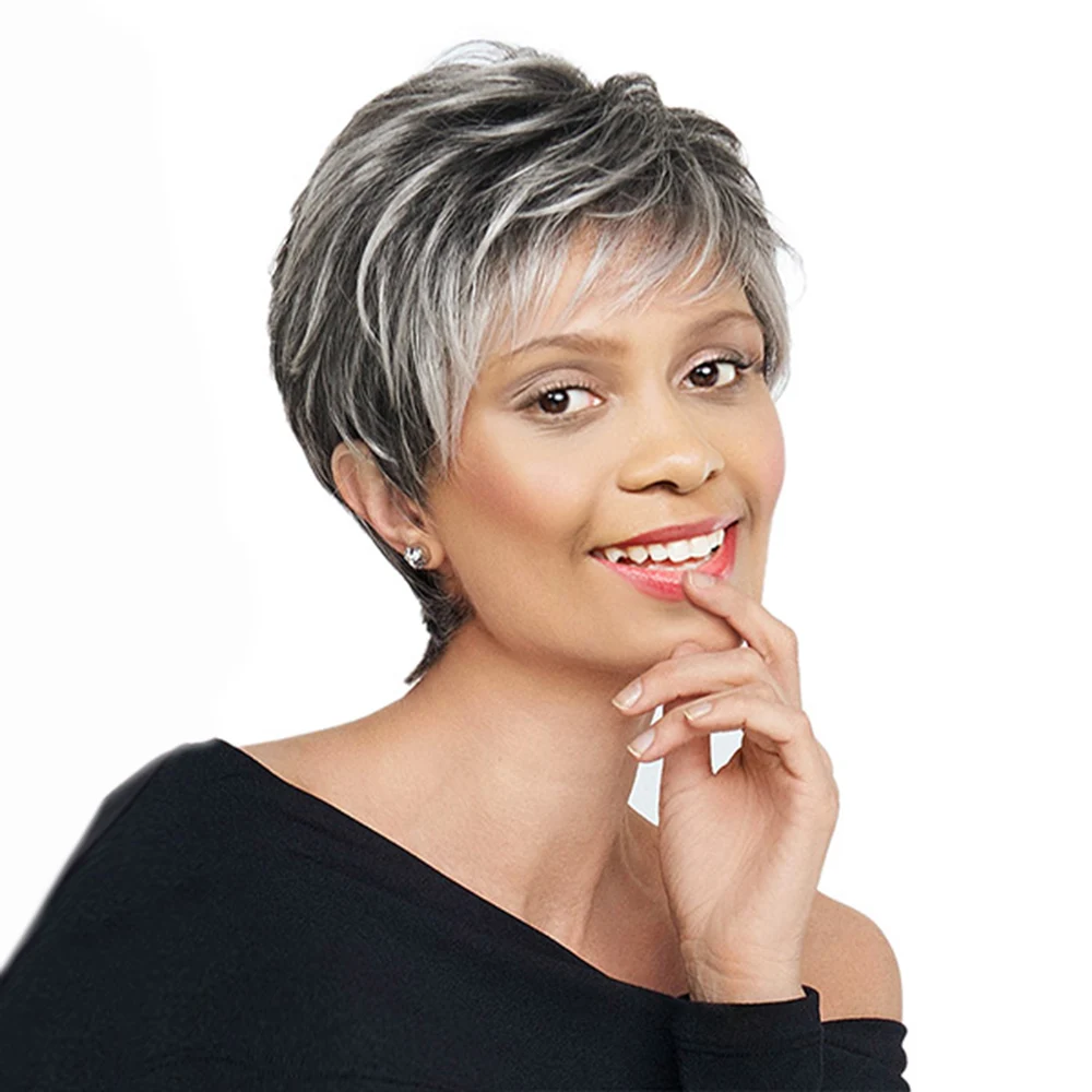 Straight Short Hair Wig Synthetic Fibre Heat Resistant Black With