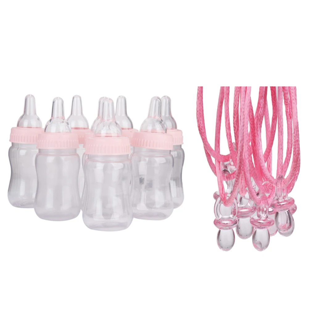 Lovely Mini Pacifier Pendants Necklace and Feeding Bottle Game Prize  Baby Shower Ornaments Party Gift Favors