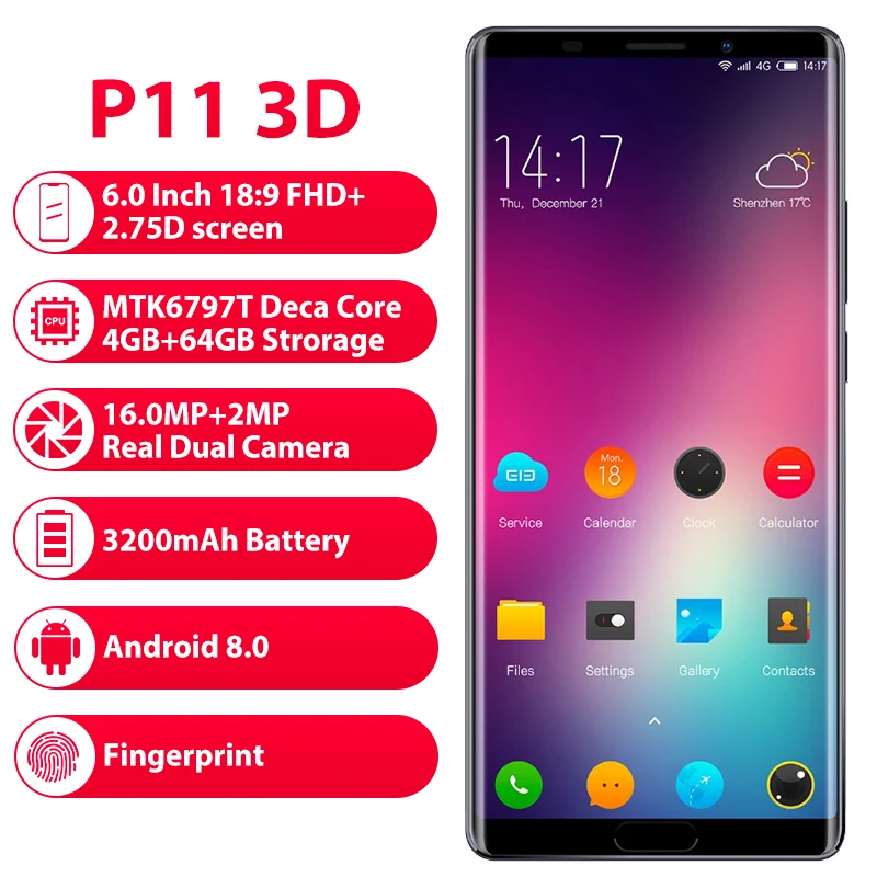  Elephone P11 3D 6.0 Inch incell screen FHD+ 4GB 64GB Mobile Phone Android 8.0 MTK6797T Deca Core 16 - 33039541532
