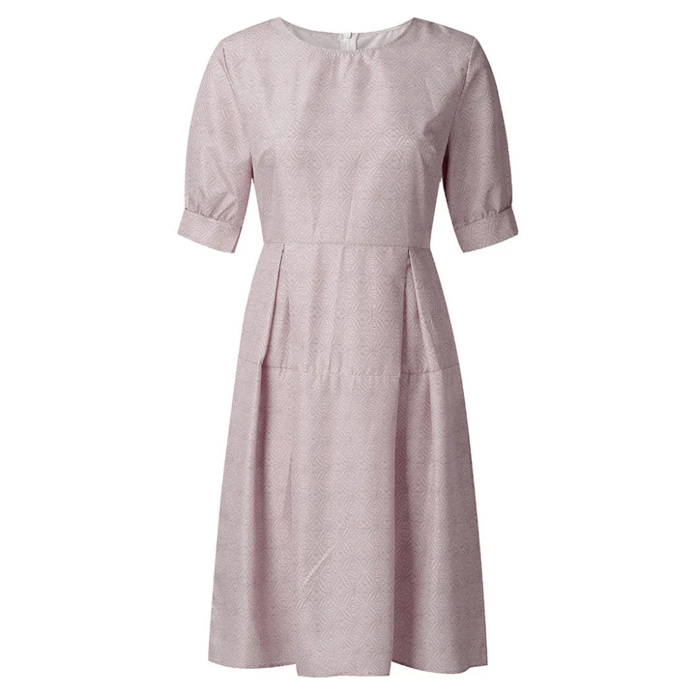 2019 summer ladies print A-shaped elegant ruffle beach dress long short-sleeved knee-length vintage  beach dress cotton 40J3 (14)