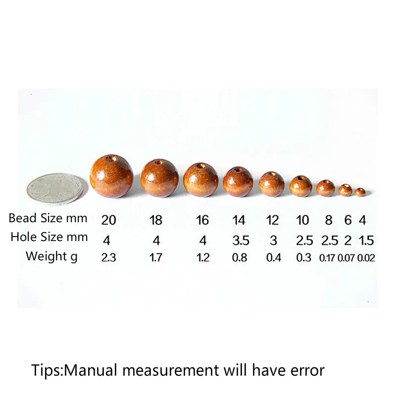 Comeown натуральные деревянные бусины 6/8/10/12/14/16/18/20 мм круглые бусины с большим отверстием деревянные бусины для Браслеты изготовления ювелирных изделий DIY рукоделие