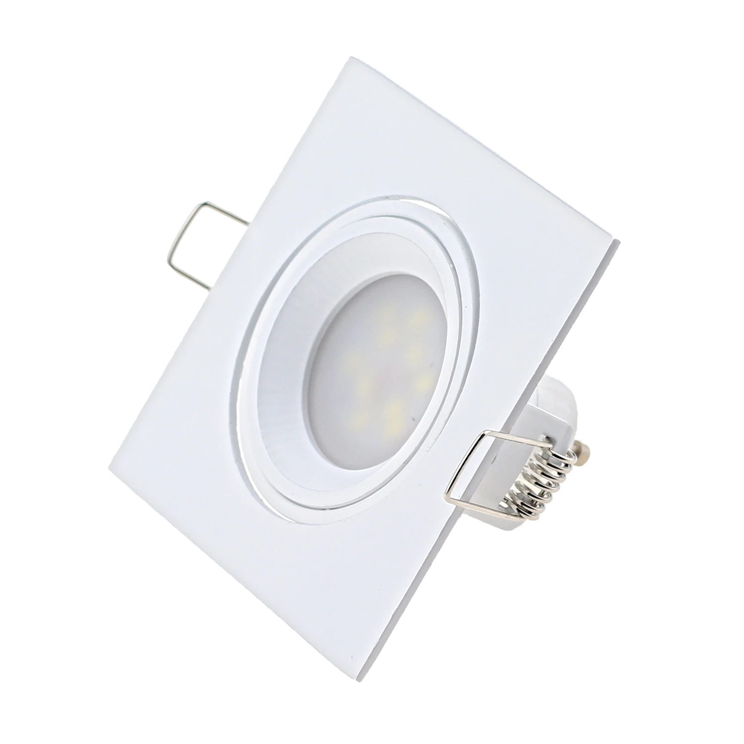 New Design White Nickel Square Recessed LED Ceiling Down Lights Adjustable Frame MR16 GU10 Bulb Fixture Fitting Downlight Holder