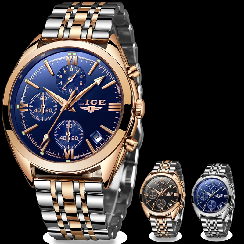 

2018 LIGE Top Brand Men Stainless Steel Watch Men's Fashion Business Quartz XFCS Male Wristwatch Relogio Masculino Clock relojes