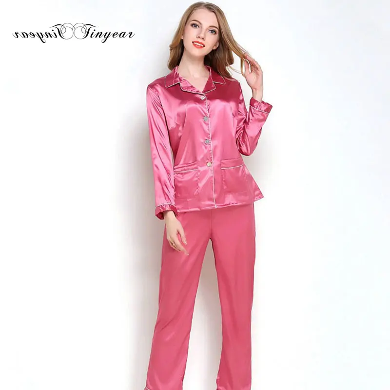 Tinyear plus size pajama sets full sleeve breathable women clothing pajama solid color family