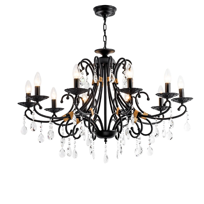 

Metal Candle Chandelier for Dining Room European Crystal Chandeliers Lighting Fixtures Bedroom Retro Chandelier Industrial Lamp