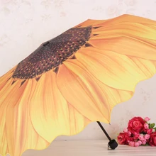 Трехскладной Зонт с подсолнухом, креативный Зонт от дождя, портативный зонт от солнца