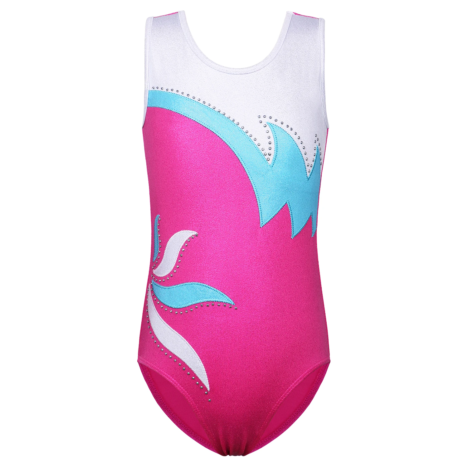 BAOHULU Little Girls Gymnastics Leotard Sparkle Patchwork Ballet Bodysuit for Girls Ballet Dance Wear with Diamond Kids Tank