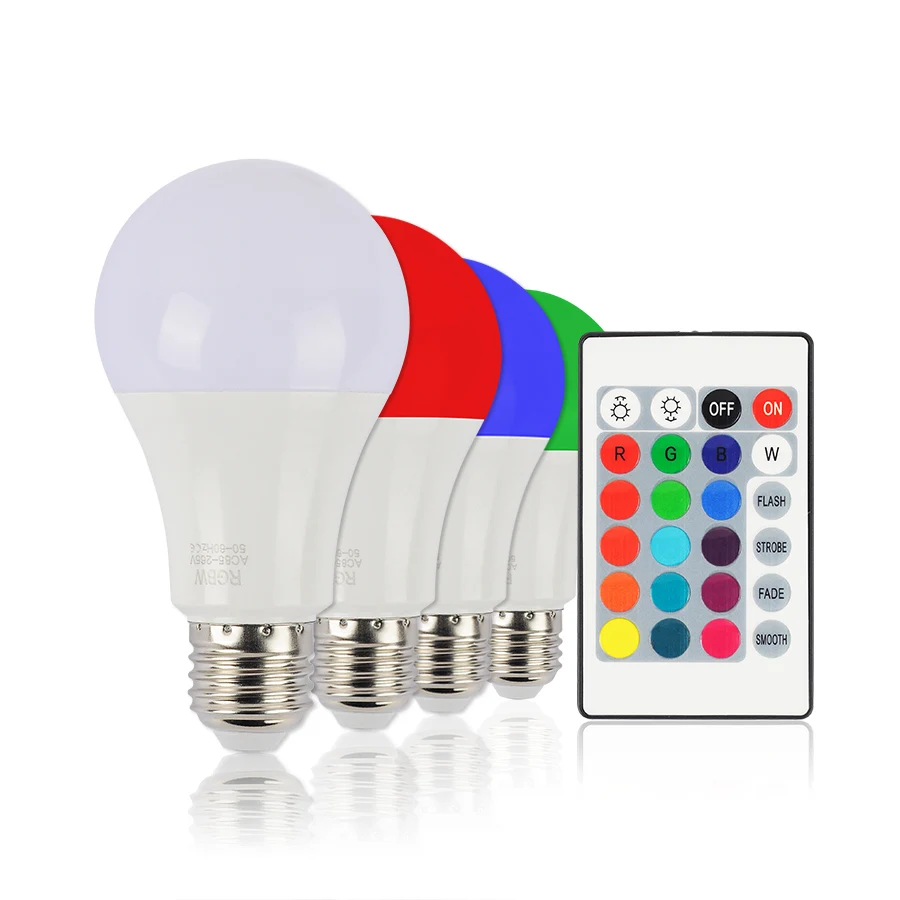 

10W AC85-265V E27 RGB + White 16 Color LED Dimmable Light Bulbs LED Bulb Changeable RGB Bulb Light With Remote Control