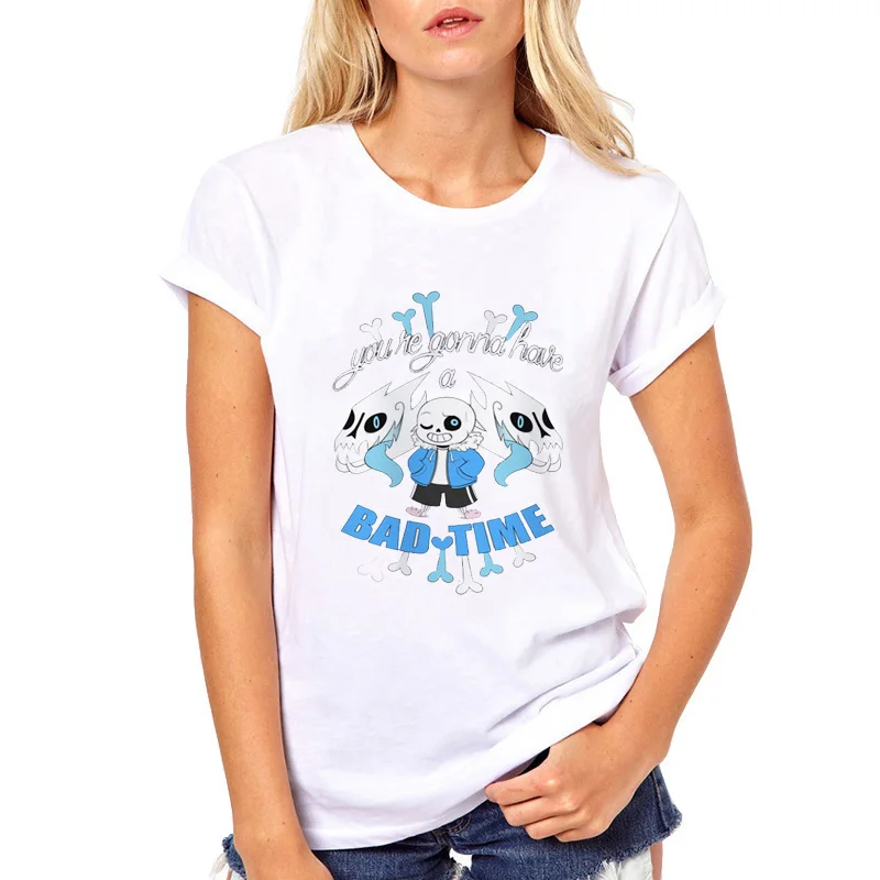 Undertale Sans Футболка женские летние топы повседневные футболки милые Мультяшные