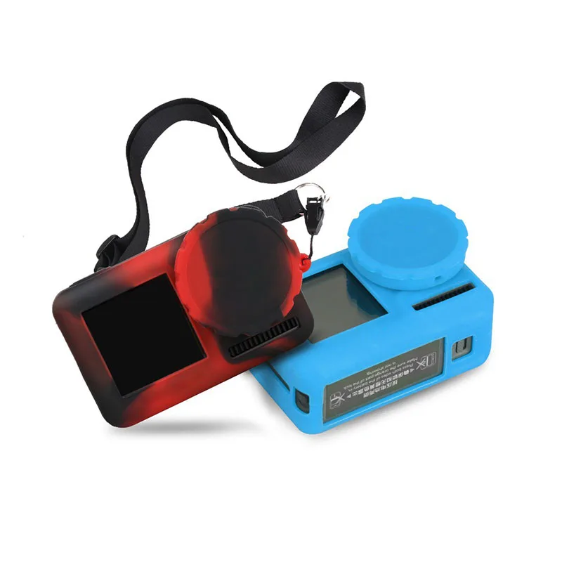 Set Soft Silicone Rubber Frame Protective Case + Lens Cap + Adjustable