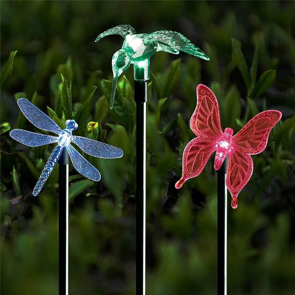 Libellule solaire papillon colibri lumière extérieure LED jardin jardin lieu décoration paysage lumière papillon 