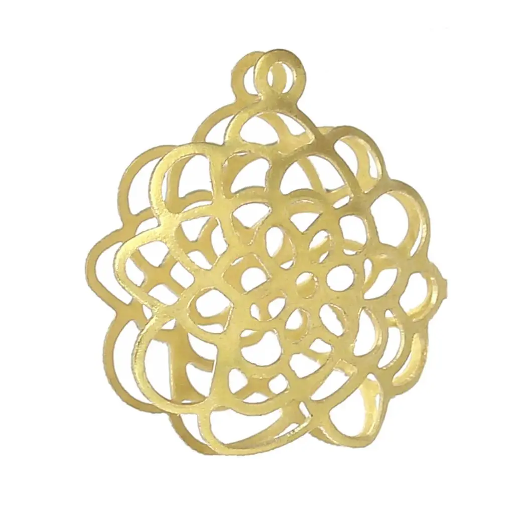 8SEASONS Brass Spiral Bead Cages Pendants Flower Brass Tone Blank