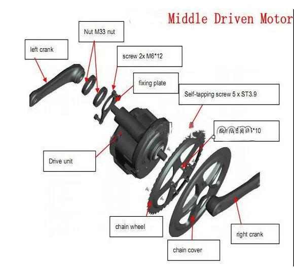 Discount Bafang/8fun BBS02 500w48V central/mid crank drive motor/engine kits C961 electric bike/bicycle conversion kit 9