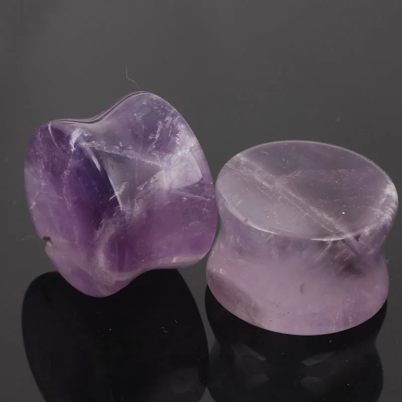 

New Natural Purple Semi Precious Stone Ear Tunnel Plug Various Sizes piercing flesh tunnel plugs gauges body jewelry