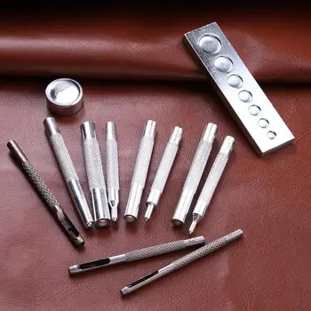 

12pcs DIY Snap Rivet Fastener Buttons Installation Tool Kit for Leather Handicrafts Accessories Metal Hand Punch Tool Set
