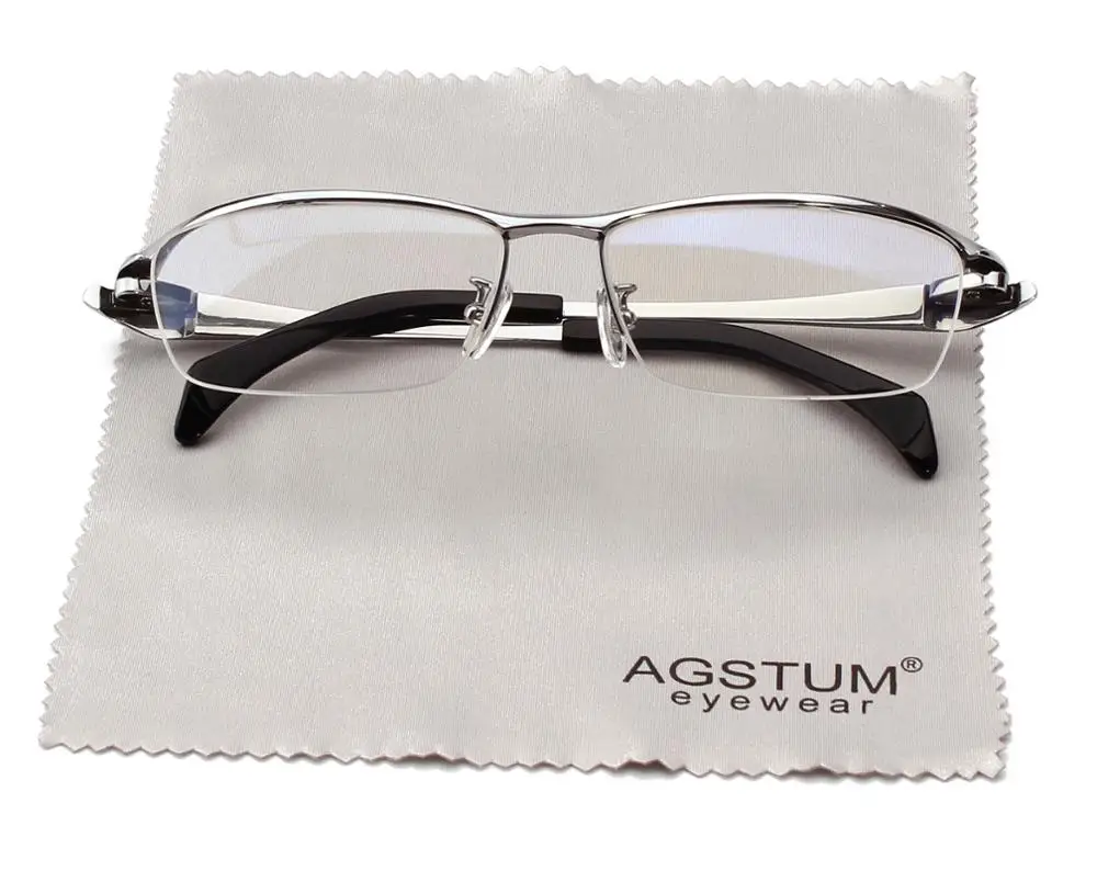 Agstum чистый титан мужские полуобода бизнес оправы для очков оптические прозрачные линзы Rx