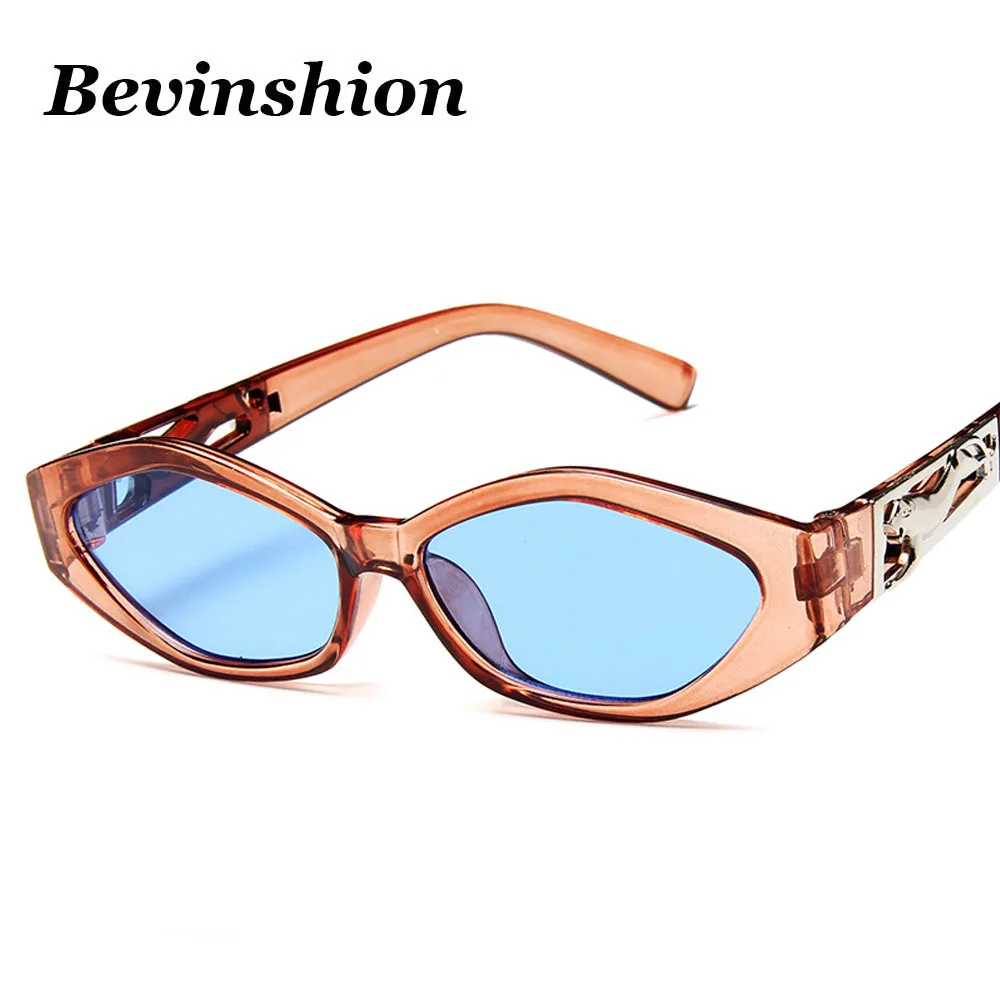 New Sunglasses Fashion Brand Ladies Sun Glasses Small Frame Cat Eye Cool White 3D Leopard Frame Black Yellow Blue Lens