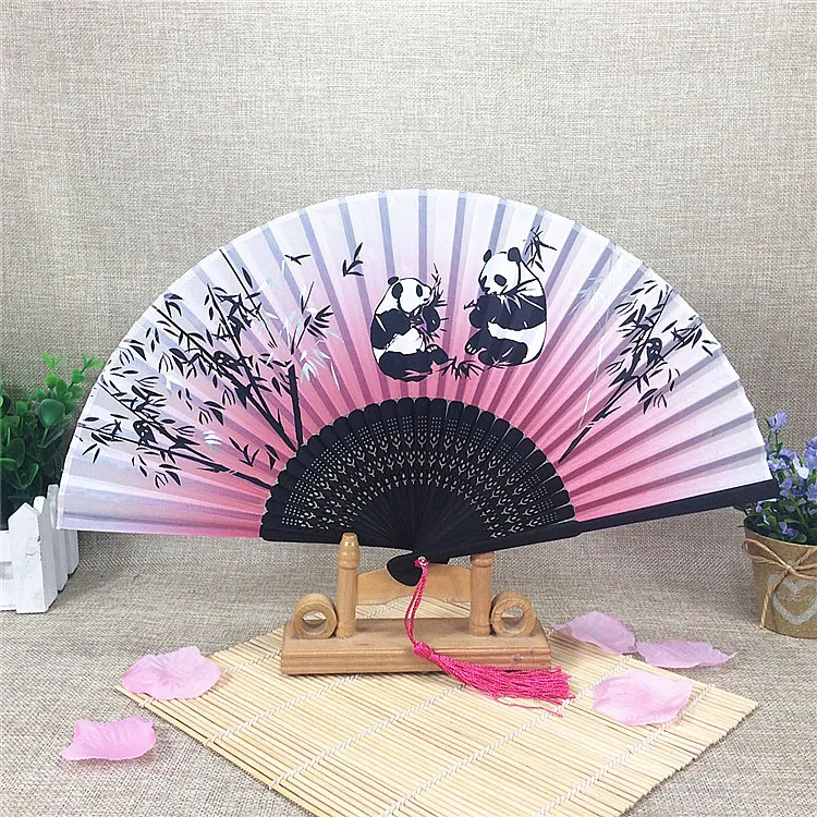 High Quality Panda Bear 9 inches Silk and bamboo Hand Fan US Seller 