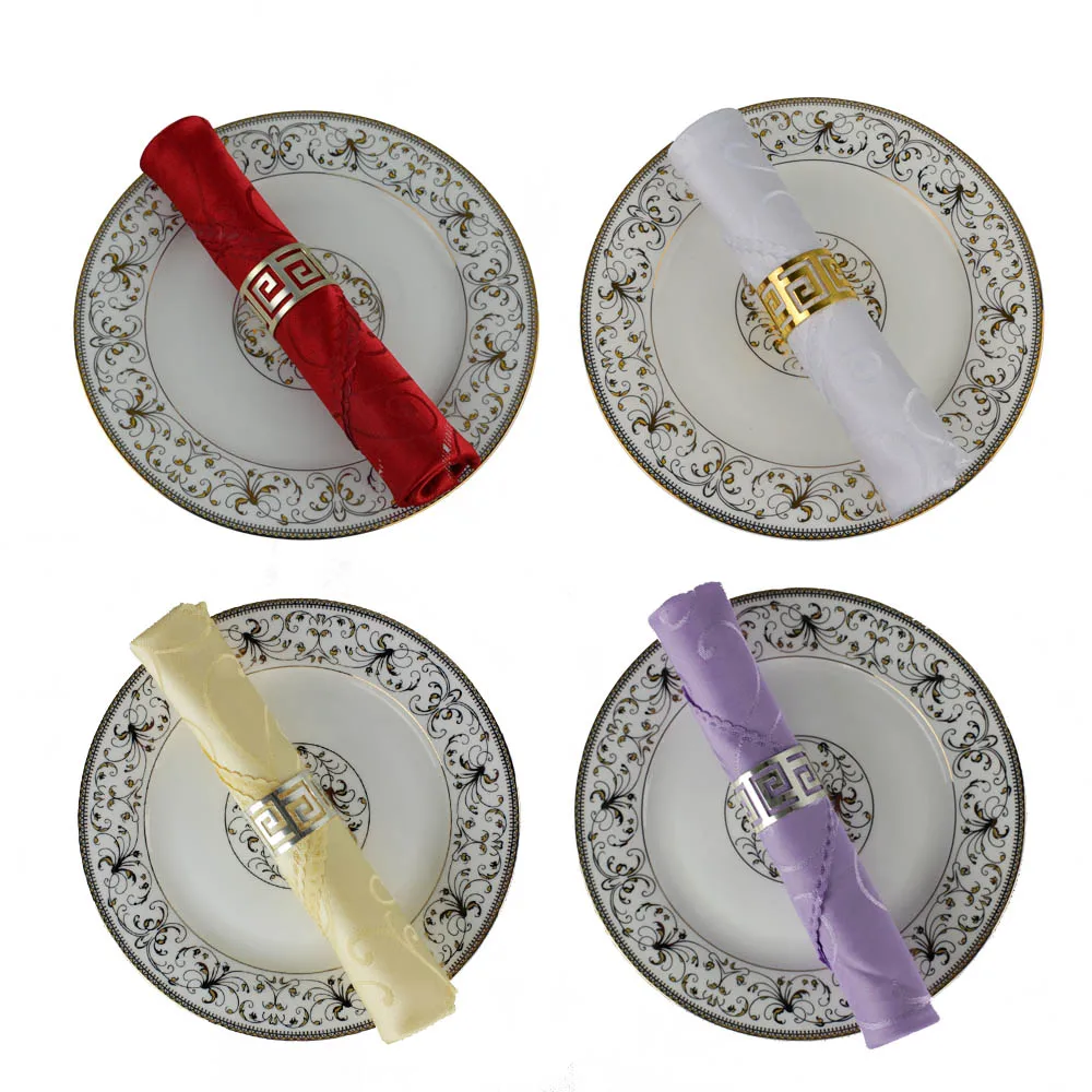 

6pcs/lot Crocheted Vine Flowers Polyester Square Folding Cloth Hotel Dinner Table Napkin 48*48cm Red/White/Gold Yellow/Purple