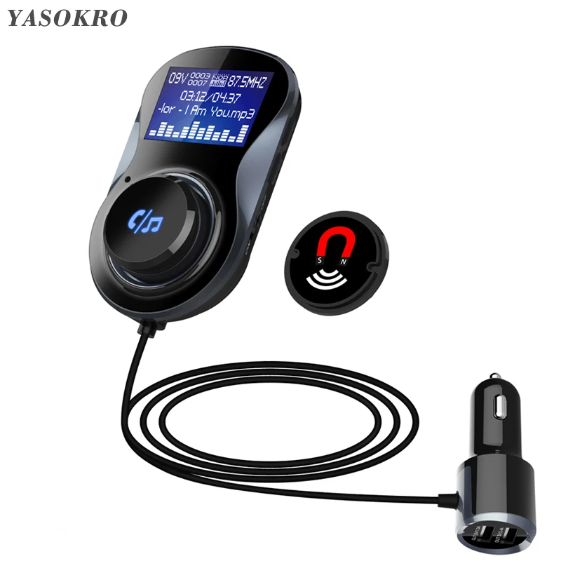 YASOKRO fm-передатчик модулятор BC30 Handsfree Bluetooth автомобильный комплект Поддержка TF карты MP3 Воспроизведение автомобильный аудио адаптер 3.1A автомобильное зарядное устройство