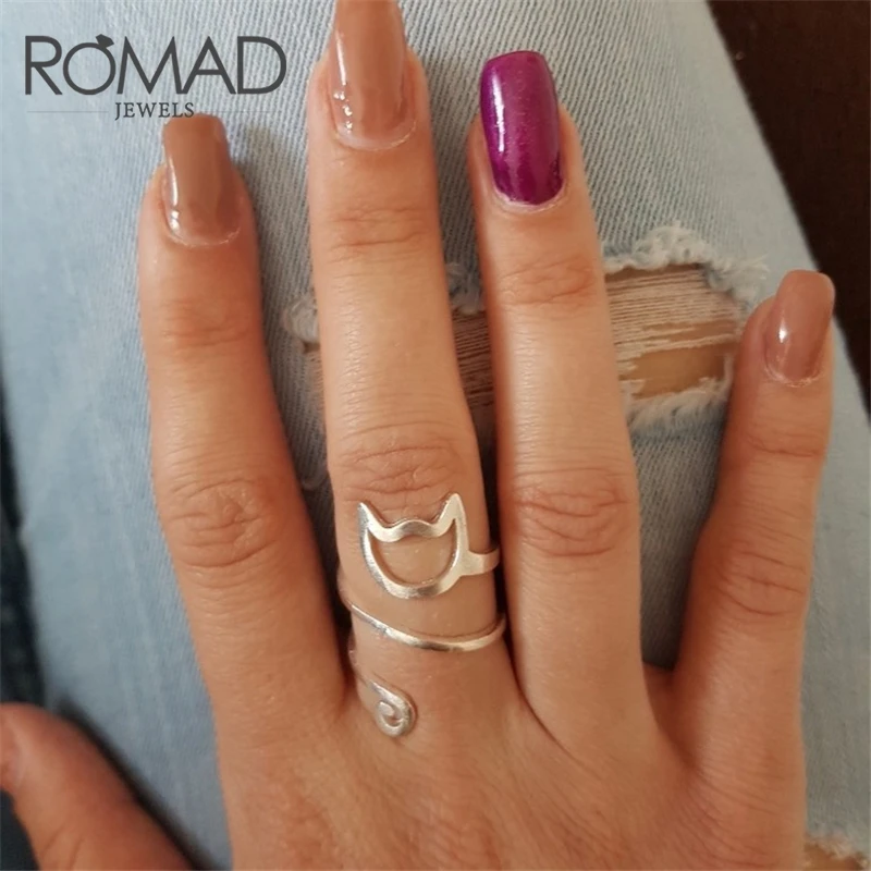 ROMAD милый кот кольца для женщин девушек обручальное кольцо регулируемое
