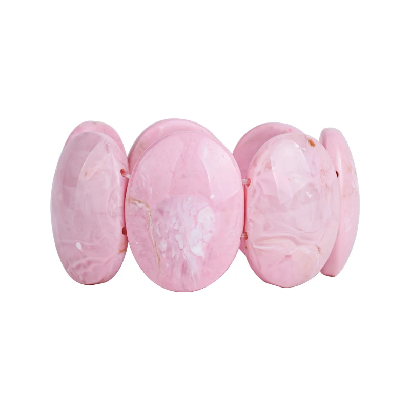 Classic Pink Resin Cuff Fashion Bracelets Bangles for Women Stretch Acrylic Wide Bracelets Female Charm Wedding Simple Jewelry (5)