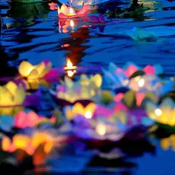 120 шт. Красочные Изменение светодиодный светильник лотоса плавающей воду желая Фонари искусственный цветок свечах Бесплатная доставка za3791